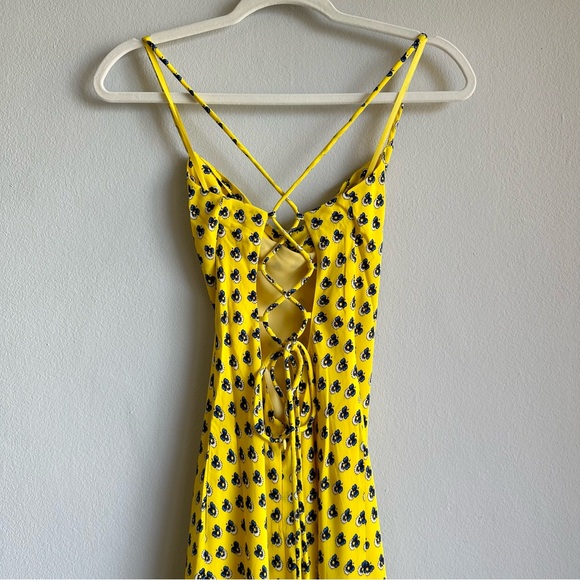 Staud Bellamy Dress in Soleil Calico / Lace Up Backless Maxi Dress w/ Slit - Picture 11 of 16